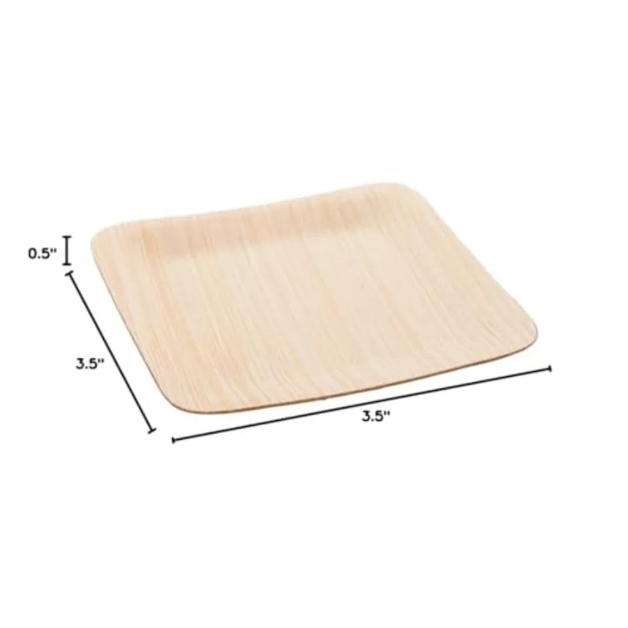 3.5 x 3.5 Inch Bamboo Leaf Square Plates 100 Sustainable Appetizer Plates - Sturdy heavy-duty Bamboo Bamboo Dinner Plates Dispo