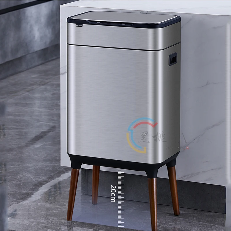 

trash can kitchen Stainless Steel Smart Sensor Trash Can Four-legged Trash Bin High Capacity Waterproof Intelligent Garbage Bin