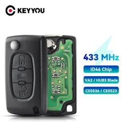 KEYYOU dla Peugeot 407 407 307 308 607 SW dla Citroen C2 C3 C4 C5 3BTN lekki zdalny kluczyk VA2/HCA 433Mhz ID46 CE0523 Ce0536