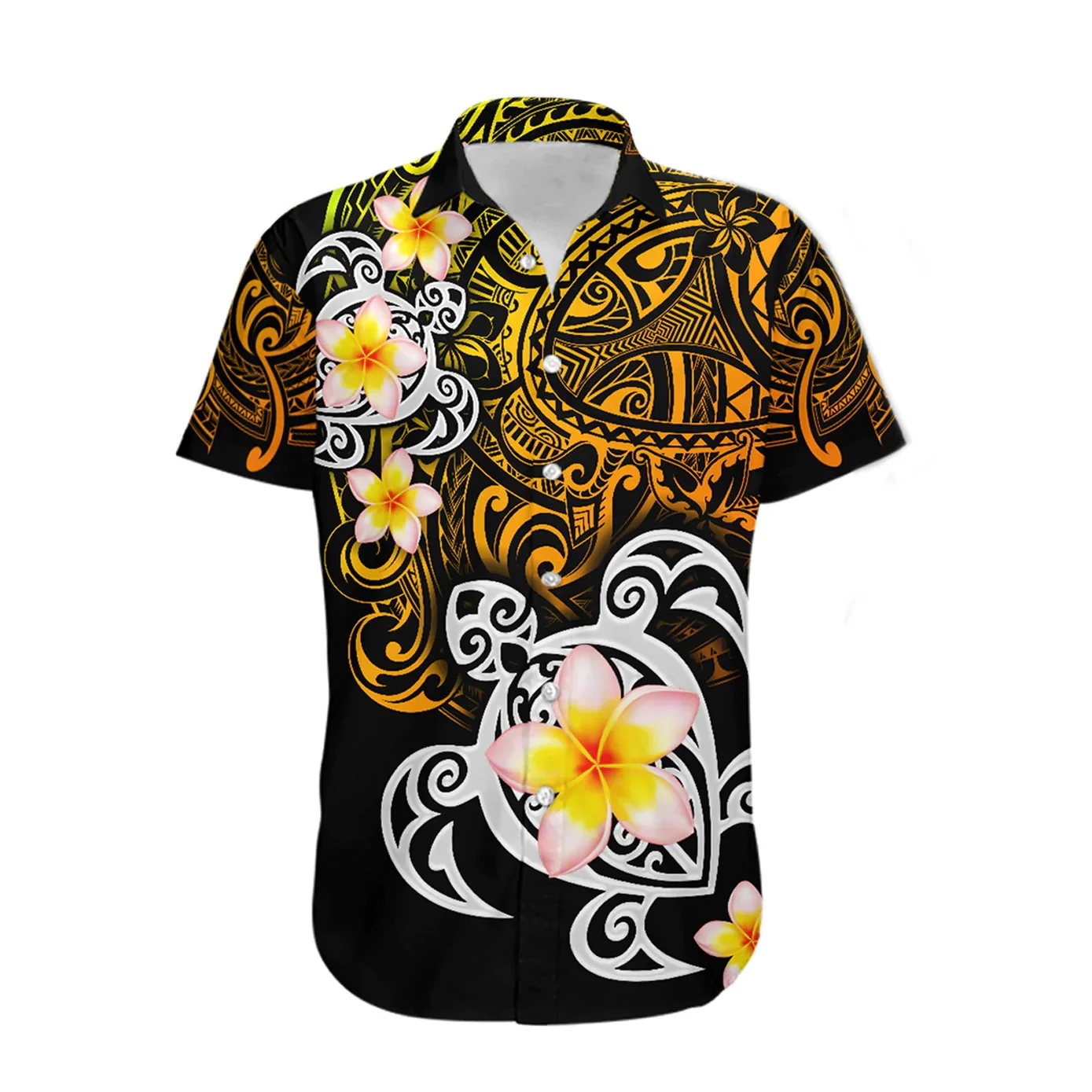 PLstar Cosmos Polynesian Golden Tattoo 3D All Over Printed Hawaii Shirt Combo With Shorts Summer beach Casual Men's Set CYTZ02