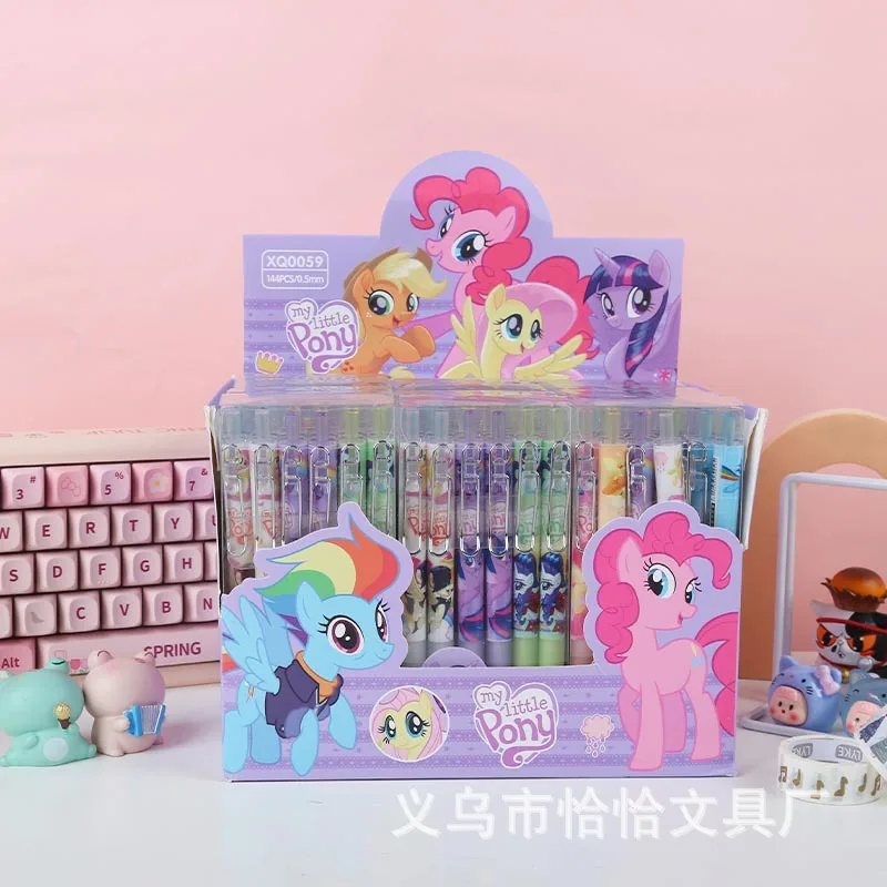 

Гелевая ручка My Little Pony, 12/144 шт., 0,5 мм, черная мультяшная милая ручка с металлическим зажимом, креативная кавайная гладкая водная ручка, канцелярские принадлежности, призы