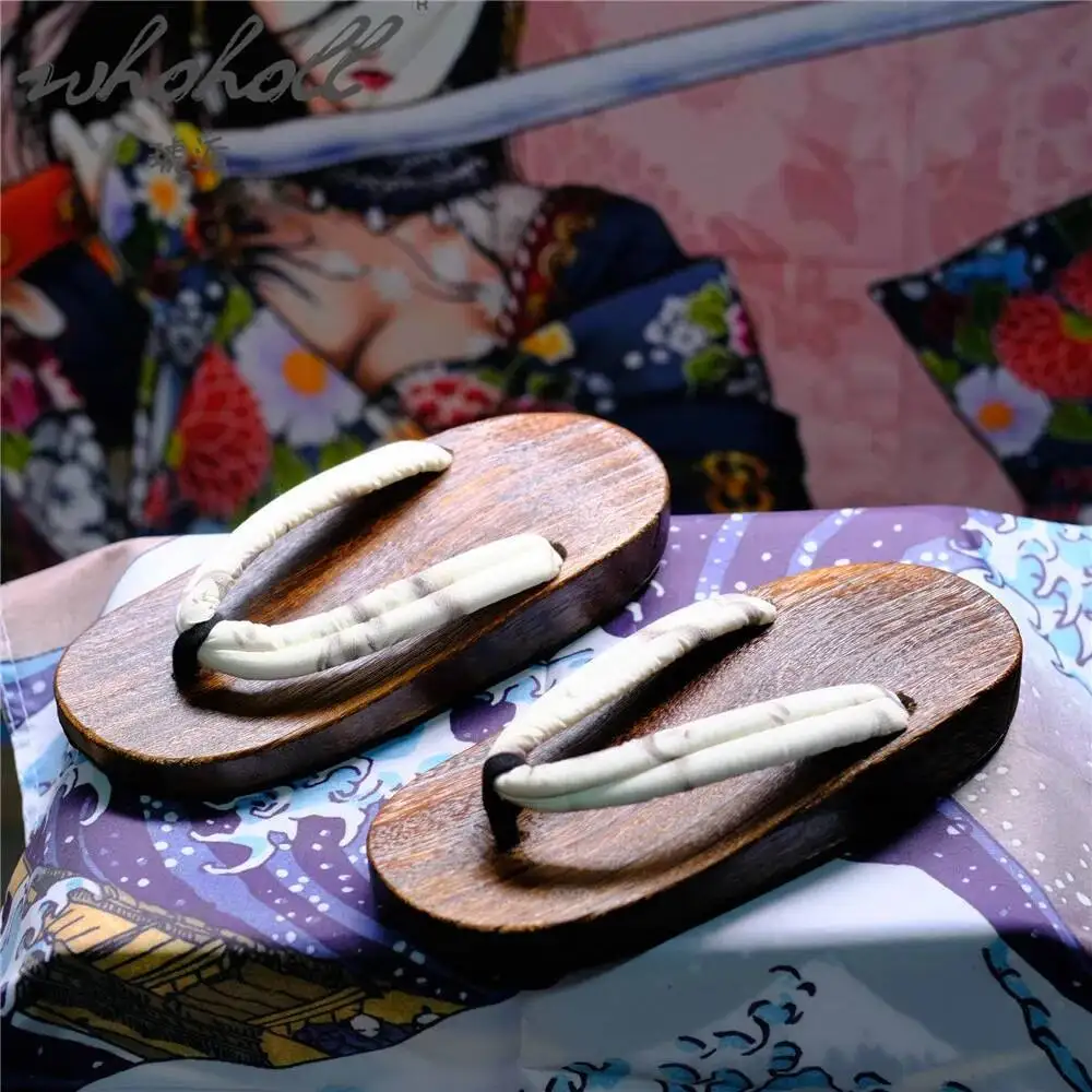 رجل إمرأة شبشب خشبي اليابانية جيتا الوجه يتخبط أنيمي شيطان القاتل الخشب سميكة وحيد Coplay أحذية النعال قباقيب الصنادل