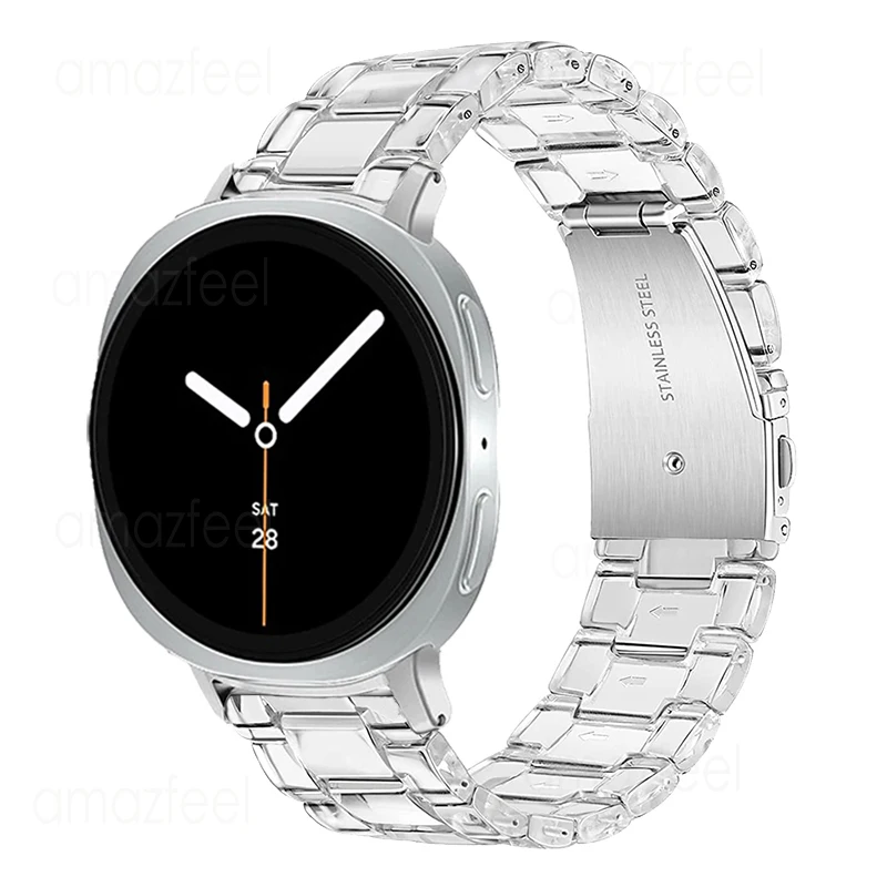 Pulseira de resina transparente para samsung galaxy watch 8 40/44mm sem lacunas correas para samsung galaxy watch 8 clássico 46mm pulseira