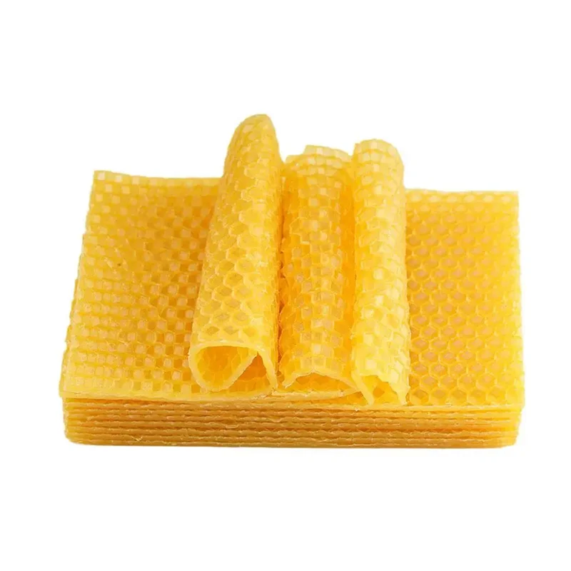 10Pcs Yellow Honeycomb Foundation Bee Hive Wax Frames Beekeeping Beeswax Nest Base Honeycomb Sheet 2024 Hot