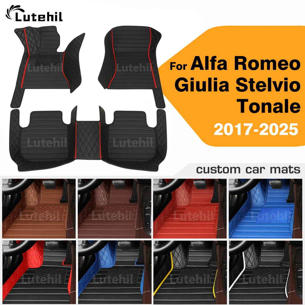 For Alfa Romeo Giulia Stelvio Tonale 2017-2025 Custom Car Floor Mats Automobile Carpet Cover Interior Details Accessories