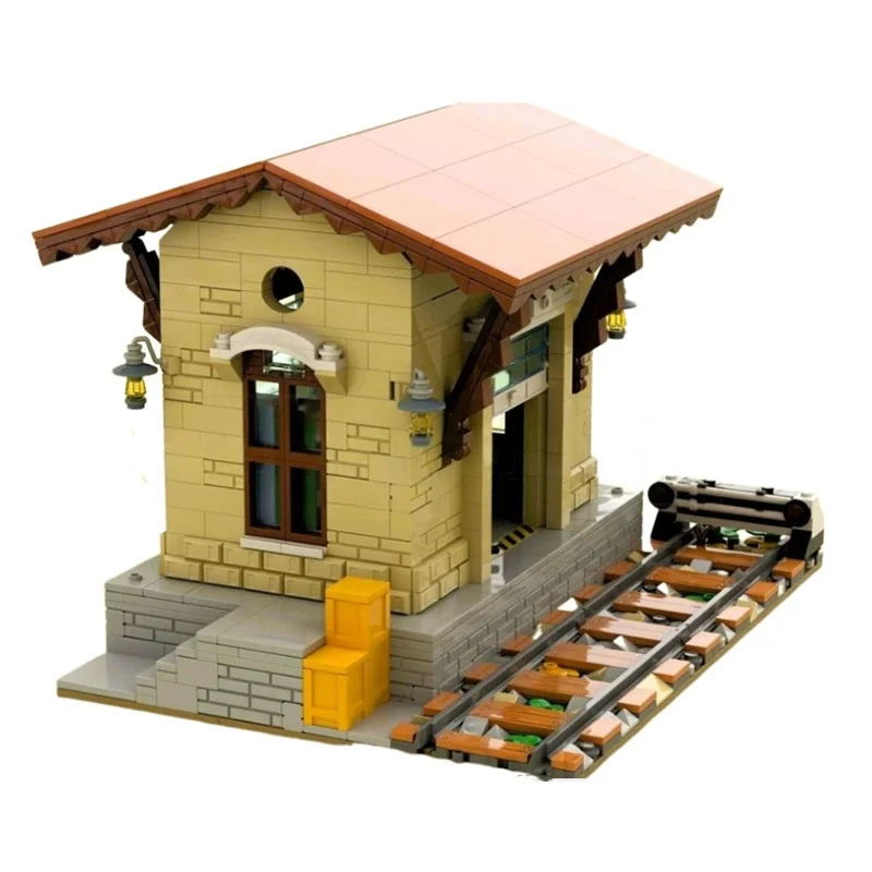 977 قطعة MOC مستودع السكك الحديدية نموذج مدرب ألعاب البناء كتل هدايا عيد الميلاد العمارة تجميع لتقوم بها بنفسك عيد ميلاد الإبداعية