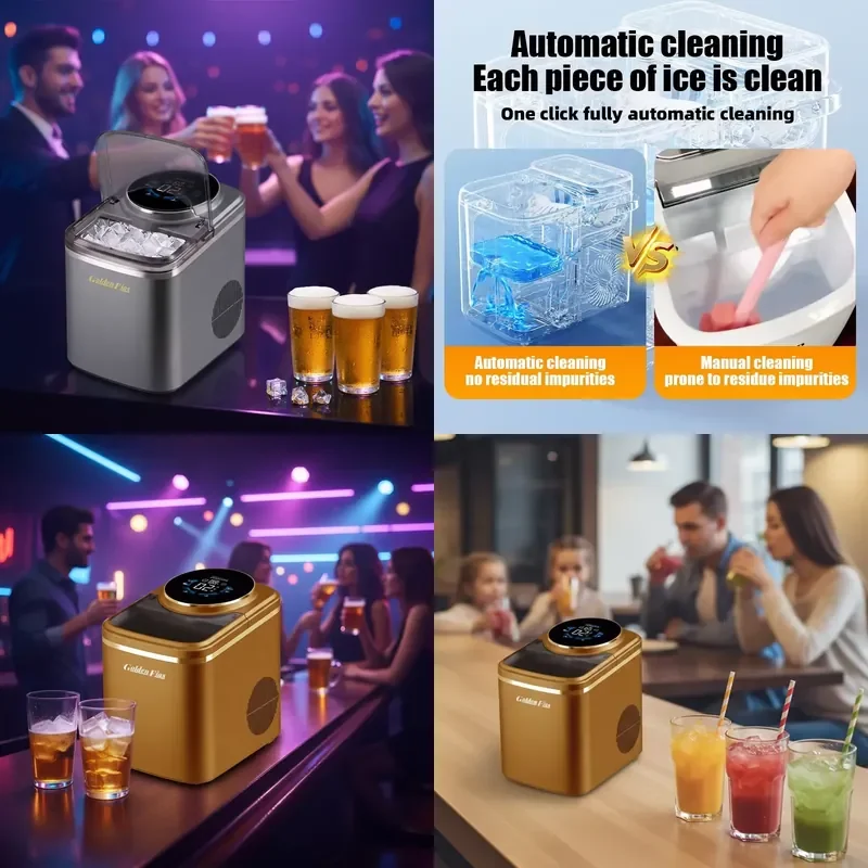 Fast Cooling 1.5L Ice Cube Maker Automatic Cleaning Class a Energy Efficient Compact Size Restaurant Bar Cube Ice Maker