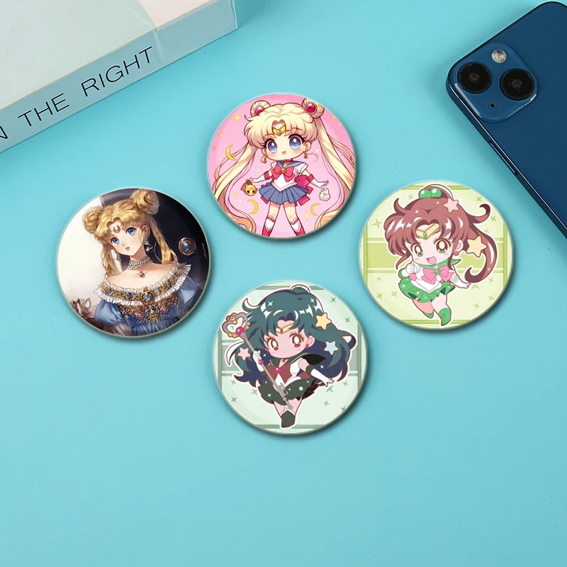 Anime Cartoon Badge Tsukino Usagi,Mizuno Ami,Hino Rei,Kino Makoto Cosplay Brooches Handmade Cute Enamel Pins for Backpack Gifts