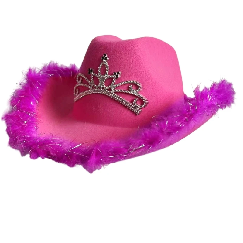 Furry Trims Cowboy Hat Vintage Western Styles Cowgirl Hat For Cosplay Party Dropshipping