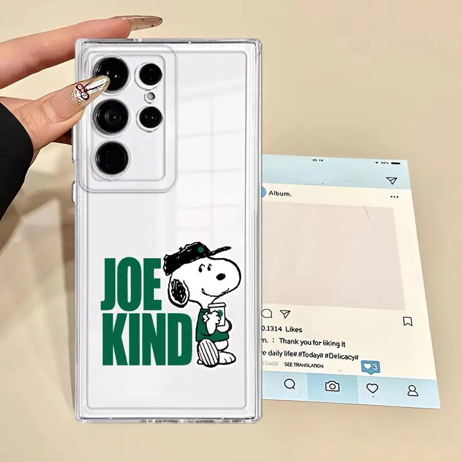 حافظة شفافة لهاتف سامسونج جالاكسي S23 S25 Ultra S21 S10 Plus S24 FE S22 S20 نوت 10 20 كارتون لطيف للغاية S-Snoopy #4