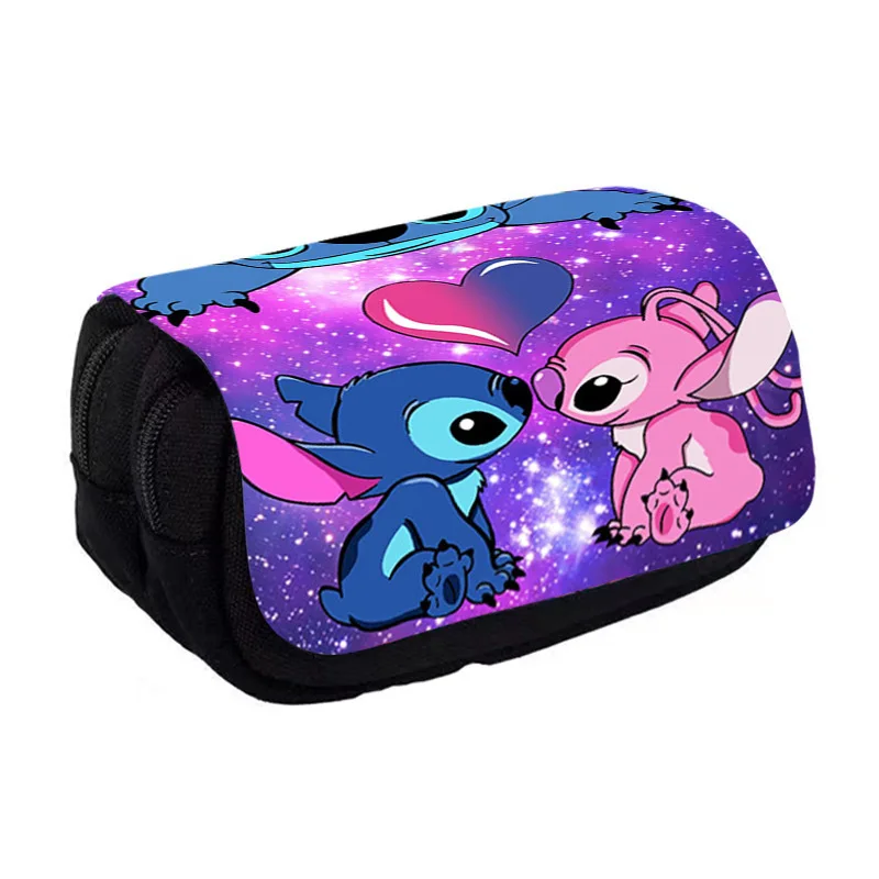 Bolsa de lápices de Anime de Disney Stitch, estuche de lápices de nailon, suministros escolares para niños, papelería de gran capacidad, regalos