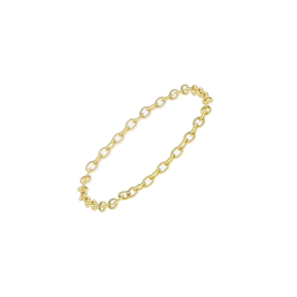 100% 925 Sterling Silver Women Gold Color Silver Chain Rings