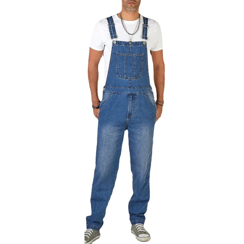 Men Braces Jeans Cargo Pants NEW Denim Overalls Full Length Bibs Solid Color Rompers Casual Jumpsuit