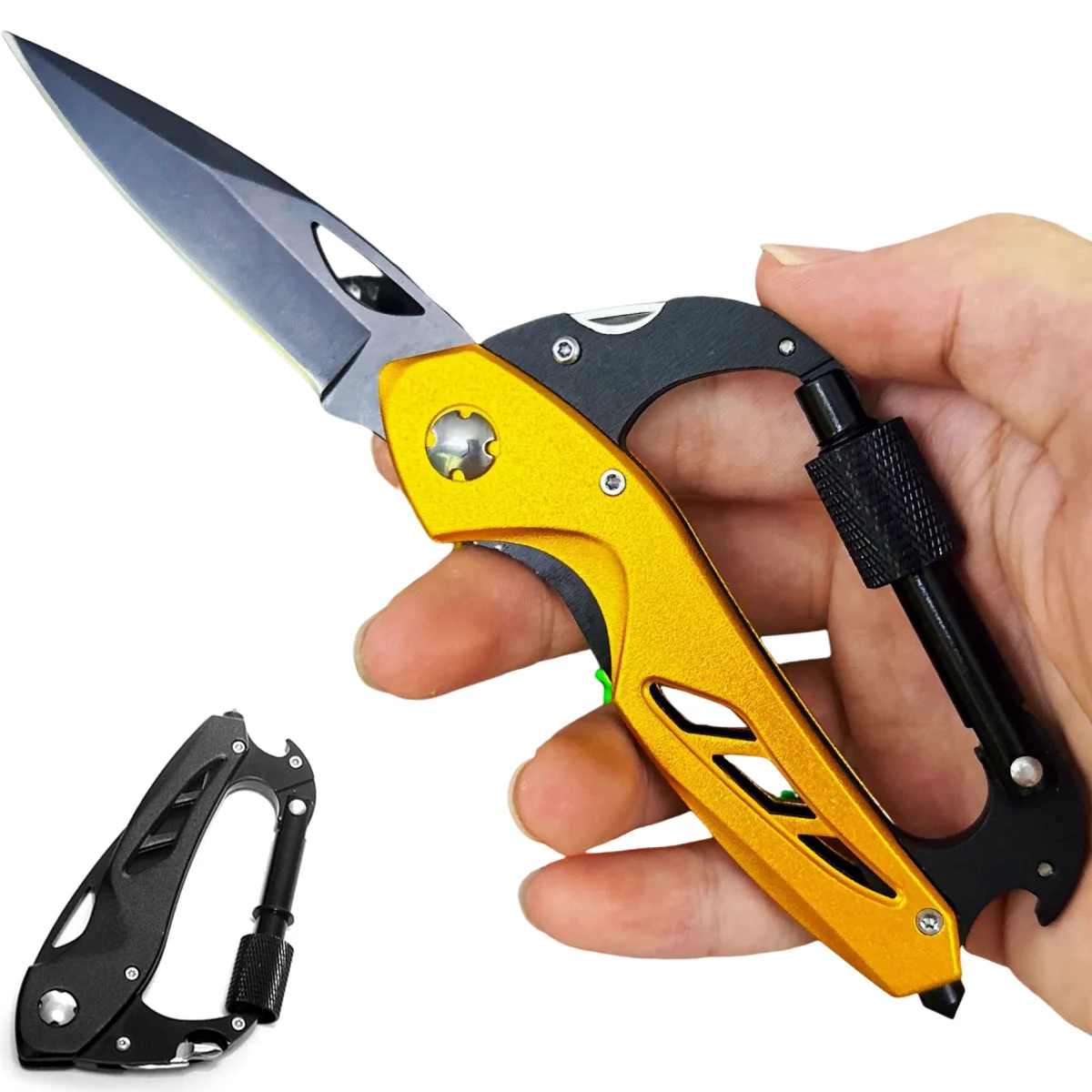 1 pz 2 pz Multitool moschettoni coltello da tasca, apribottiglie, interruttore finestra e cacciavite, attrezzatura di sopravvivenza per