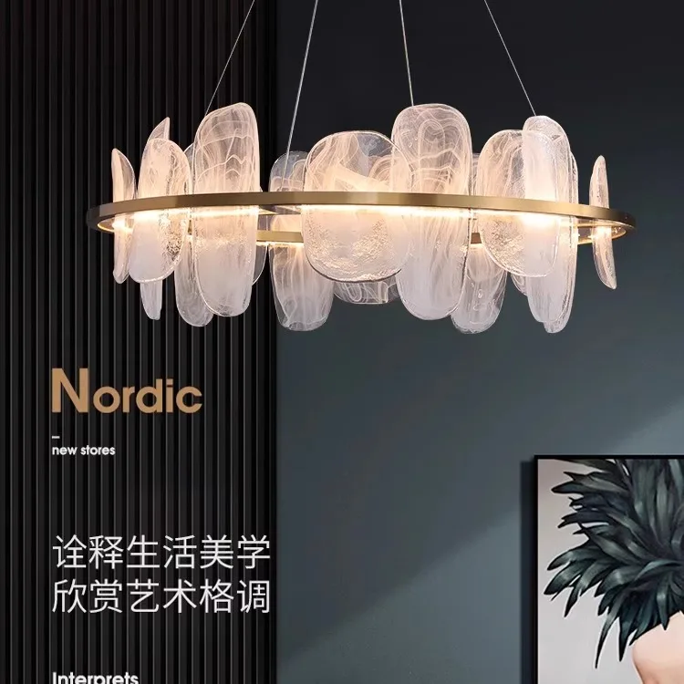 luxury all-copper chandelier living room light simple creative cloud glass dining room light household atmosphere bedroom light