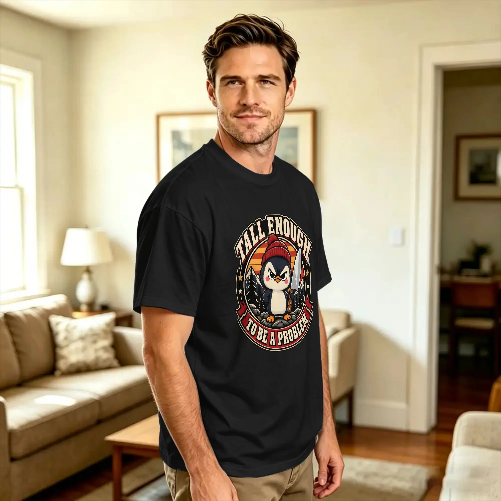 Casual T Shirt Summer Tall Enough To Be A Problem Novelty T-Shirts  Cotton Tee Shirt for Male Y2K Classic Short Sleeve Tops