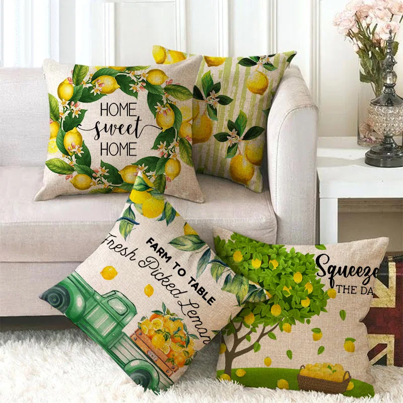 

Summer Lemon Pillows Case Yellow Lemon Pillowcase Garden Chair Sofa Living Room Bed Home Decor Bedroom Pillow Cover