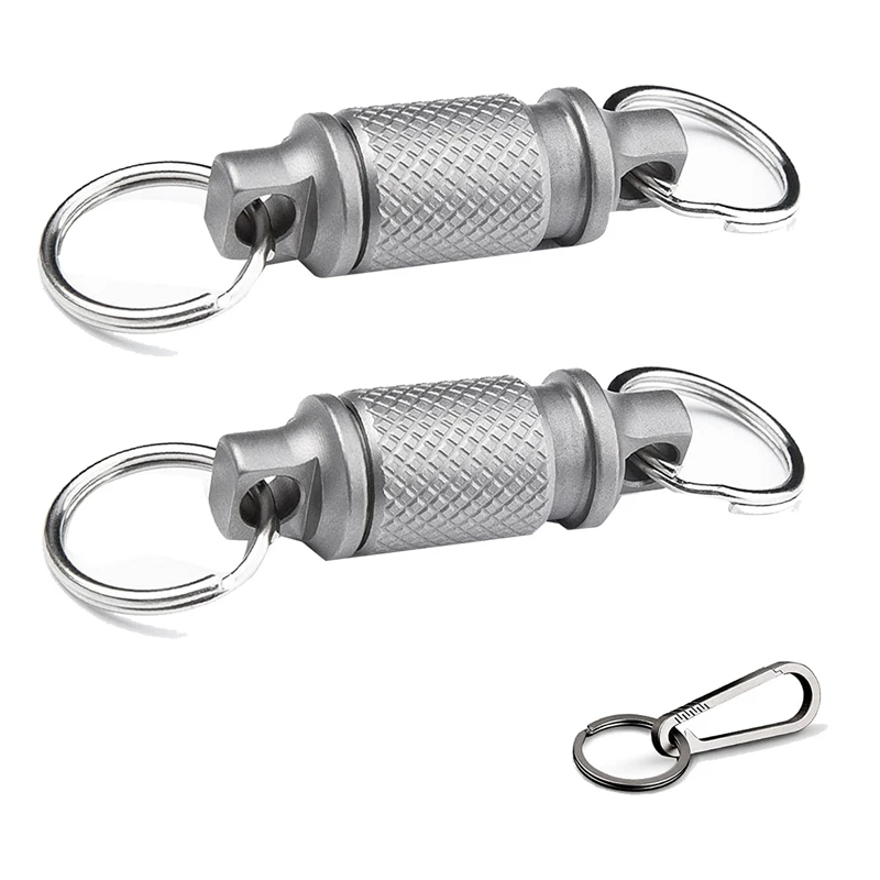 Car Key Ring Quick Release With Titanium Carabiner And Keyrings - Advanced Titanium Swivel Clip 360-Degree Rotation