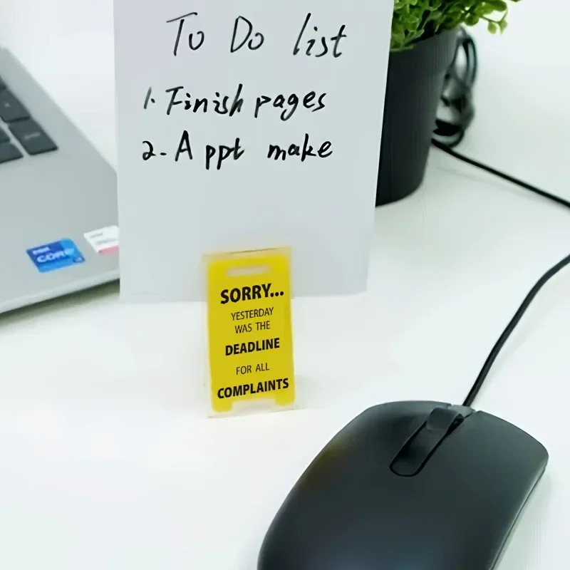 Hilarious \'Sorry, Yesterday Was The Deadline for All Complaints\' Acrylic Desk Sign Fun Office Desktop Decor Accessory