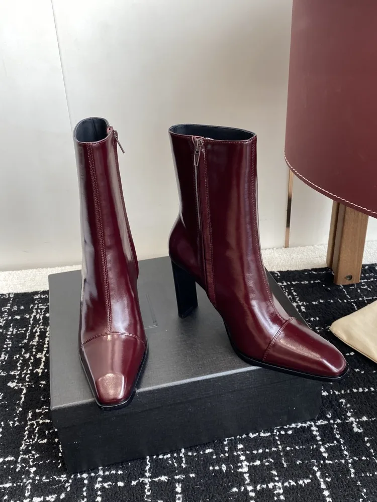 French Style Fashion Women New Concise comfortable Genuine Leather Zipper Strap High Boots Cowhide Ladies Hard Wearing Footwear