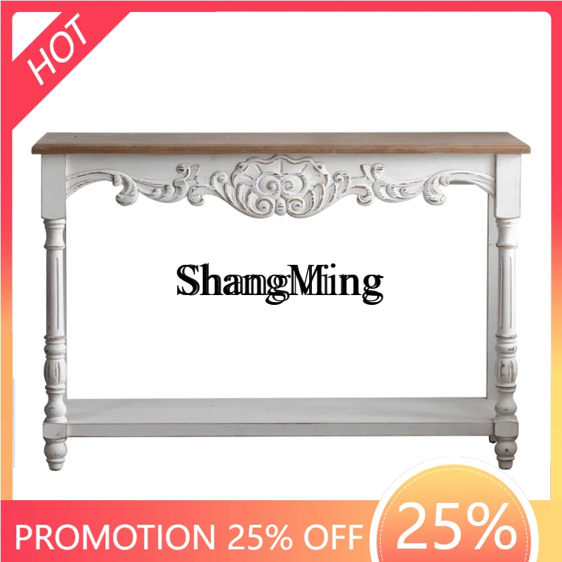 

ZYY premium exquisite retro entrance solid wood against the wall foyer cabinet carved table flower shop storage table
