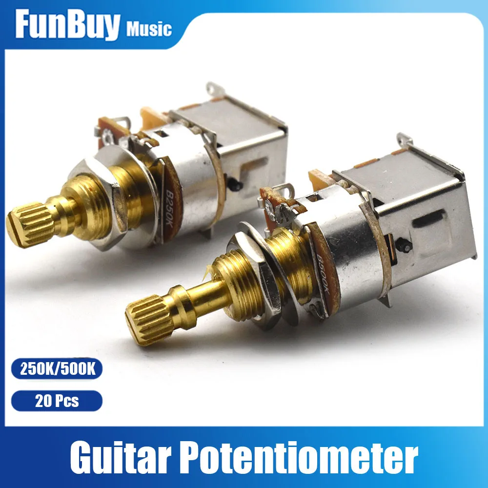 

20pcs Guitar Push/Push Potentiometer A250K/B250K/A500K/B500K Brass Short Long Split Shaft Control Pot