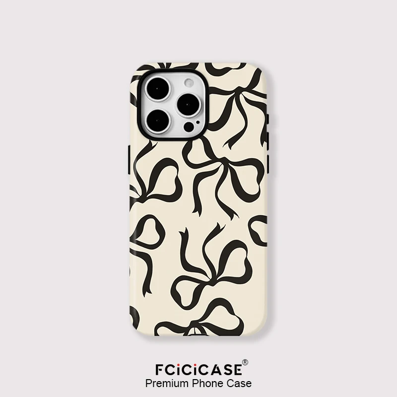 Fcicicase For iPhone 17 Pro Cute Bow Knot Pattern Phone Case For iPhone 17 Air 17 Pro Magnetic Max Acrylic Dual Layer Cover