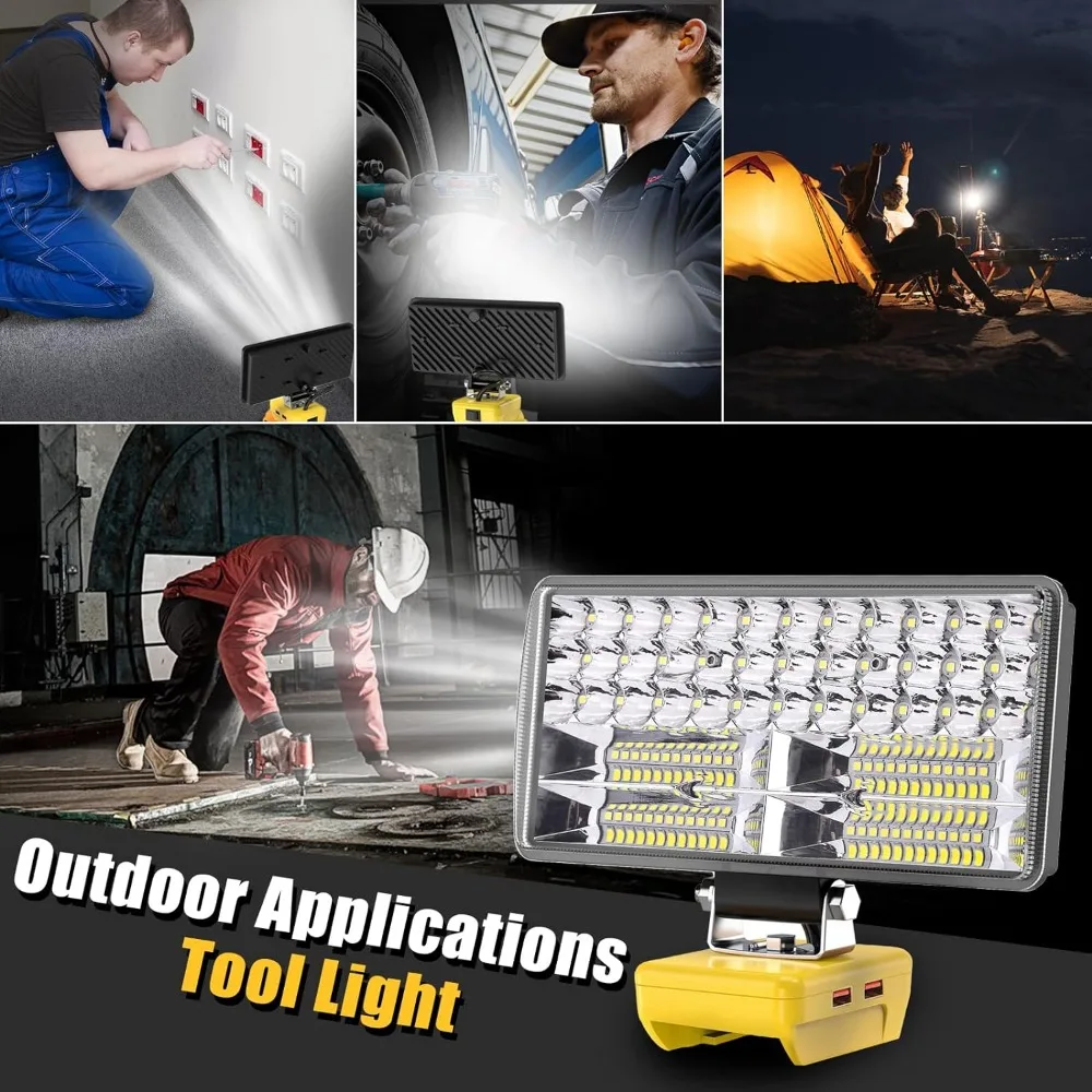 6000 lm 38w schnur loses LED-Arbeits licht tragbare Taschenlampe LED-Flutlicht kompatibel mit Dewalt 20V Batterie 2.4a USB mit 2 Modi