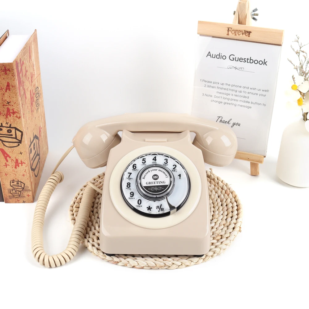 Imagem -06 - Áudio Guest Book Corded Telefone Retro Antique Telefone para Casamento Pessoal Birthday Party