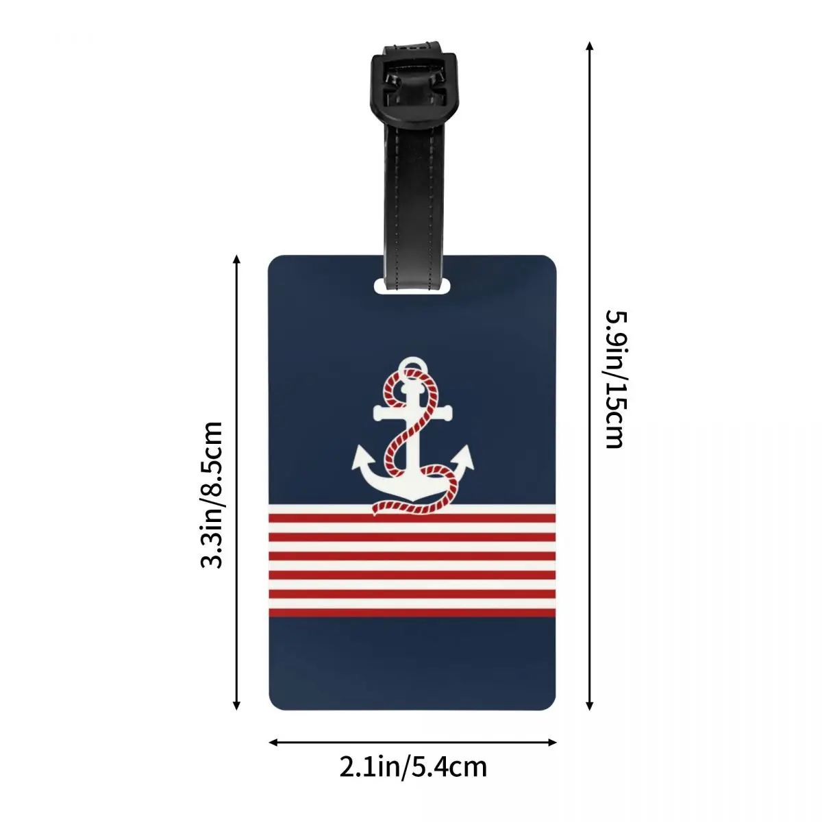 Navy Blue Stripes Nautical Anchor Boat Luggage Tag Suitcase Baggage Privacy Cover ID Label