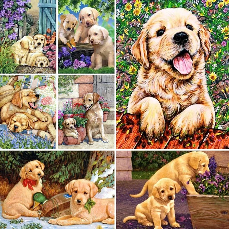 DIY 5D Diamond Painting Puppies Labrador Retriever Dog Full Square/Round Diamond Embroidery Cross Stitch Mosaic Home Decor