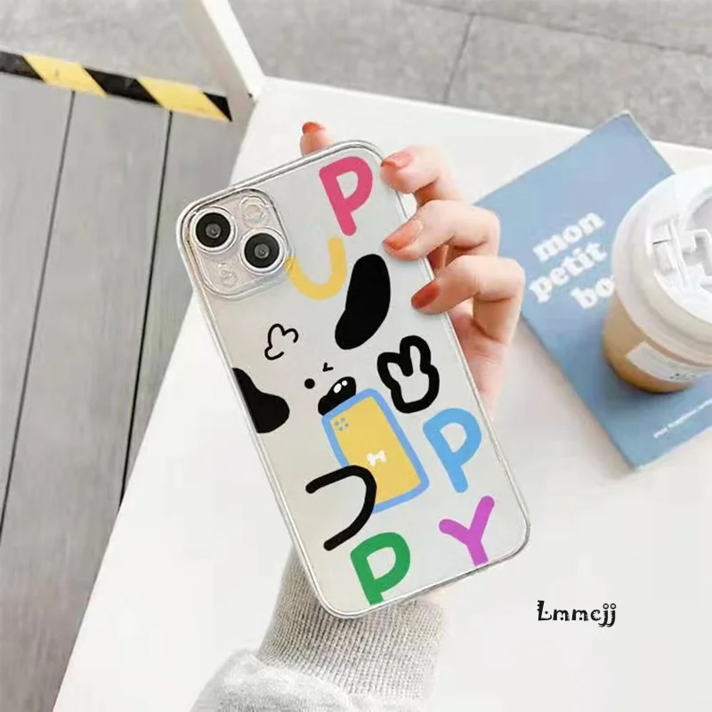 Lmmcjj Cute Puppy Phone Case For Samsung Galaxy S23 Plus S22 Ultra S21 FE A13 A14 A54 A52 A53 A31 A32 A23 A22 Silicone Cover INS