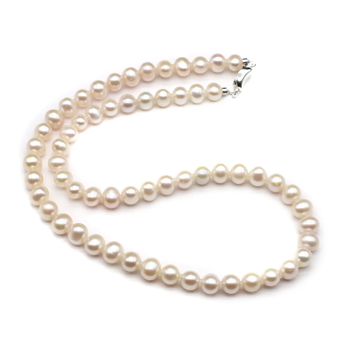 100% Natural Freshwater Pearl Beads 7-8mm Necklace Temperament New Fashion Vintage Birthday Women Gifts 43-45cm