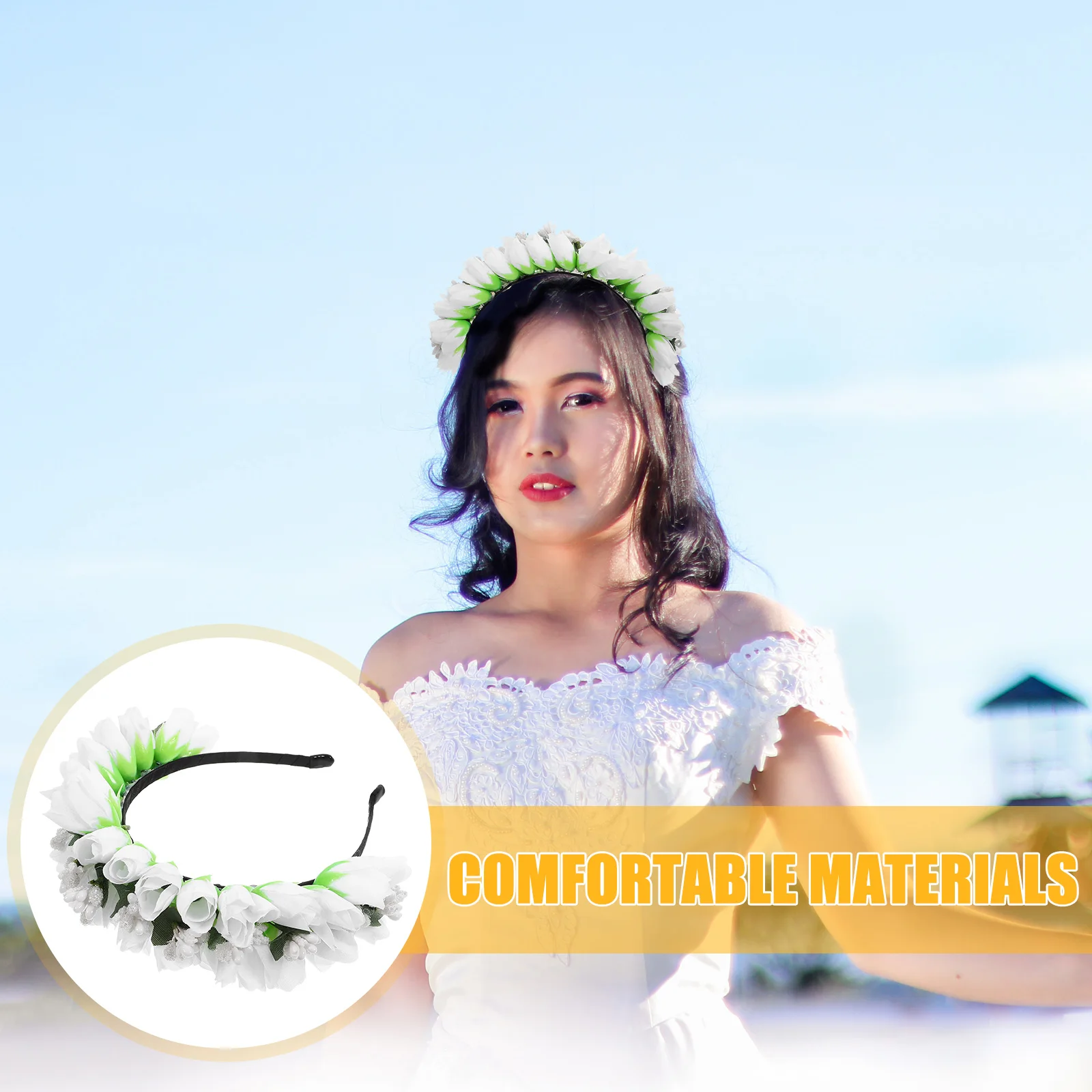 

Tulip Flower Cloth Hair Accessories Flower Hair Wreath For Women Wedding Tea Party Fascinator Headpiece Fairy Crown Bridal