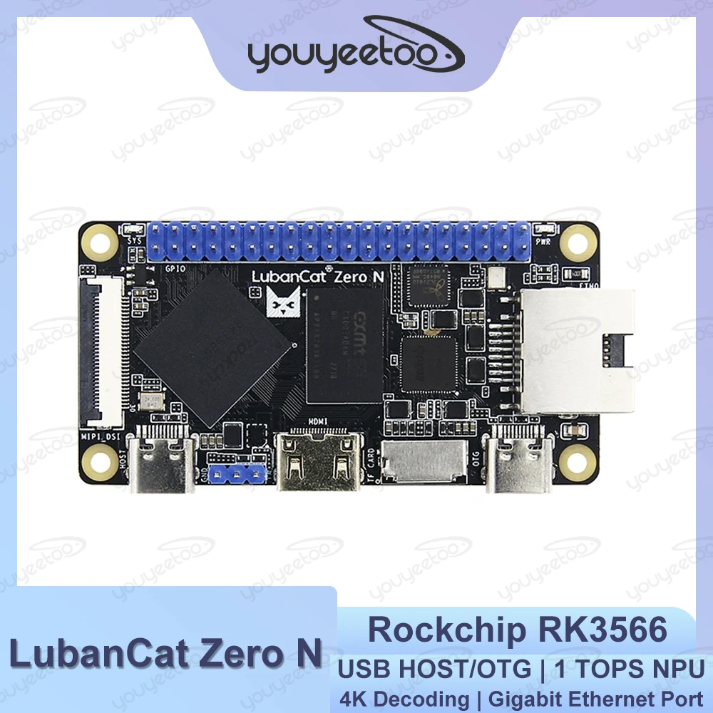 

LubanCat Zero N Development Board Network Port Version Rockchip RK3566 Card Computer Decoding 1 Tops NPU Video Gigabit Ethernet
