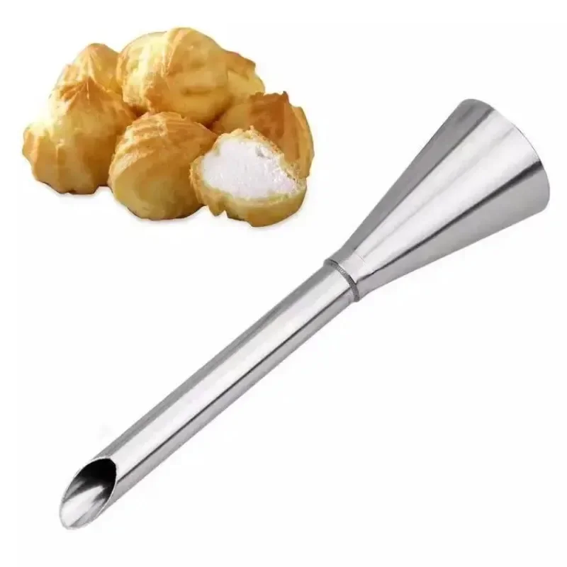 Hot Cream Icing Piping Nozzle Tip 1PC Stainless Steel Cupcake Puffs Injection Russian Syringe Puff Nozzle Tip Pastry Tool