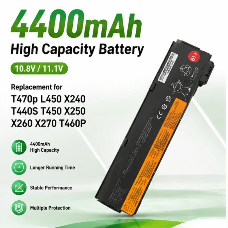 4400mAh High Capacity Laptop Battery for Lenovo ThinkPad T470p L450 X240 T440s T450 X250 X260 X270 Replacement Li-ion Battery
