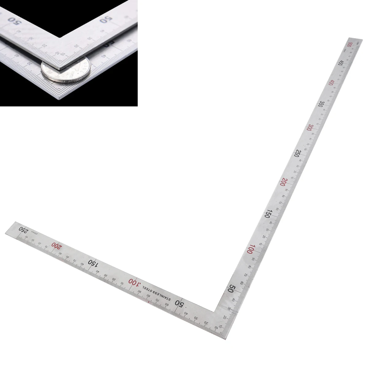 1pc Metall Stahl Platz Set 90 Grad Winkel Metric Versuchen Mitre Quadrat Herrscher 150x300mm 250x500mm Messung Instrumente