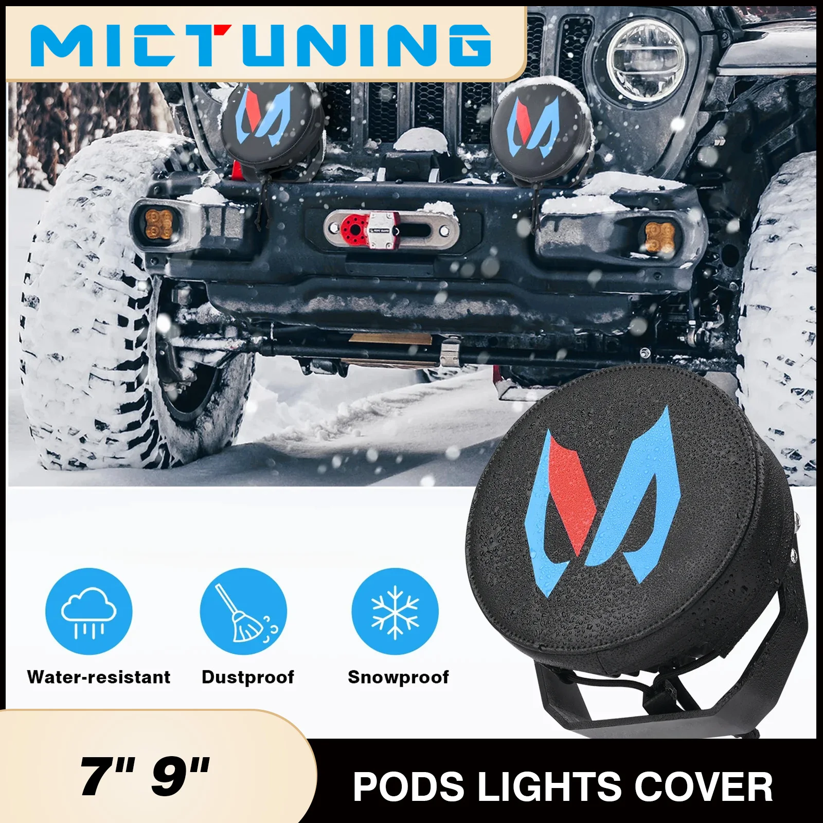 

MICTUNING 7'' 9'' LED Pods Lights Cover,LED Cube Light Cover Protective,Waterproof Leather Driving Fog Light Lens Cover