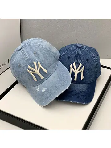Unisex Letter Embroidery Washed Cowboy Baseball Caps Spring and Autumn Outdoor Adjustable Casual Hats Sunscreen Hat