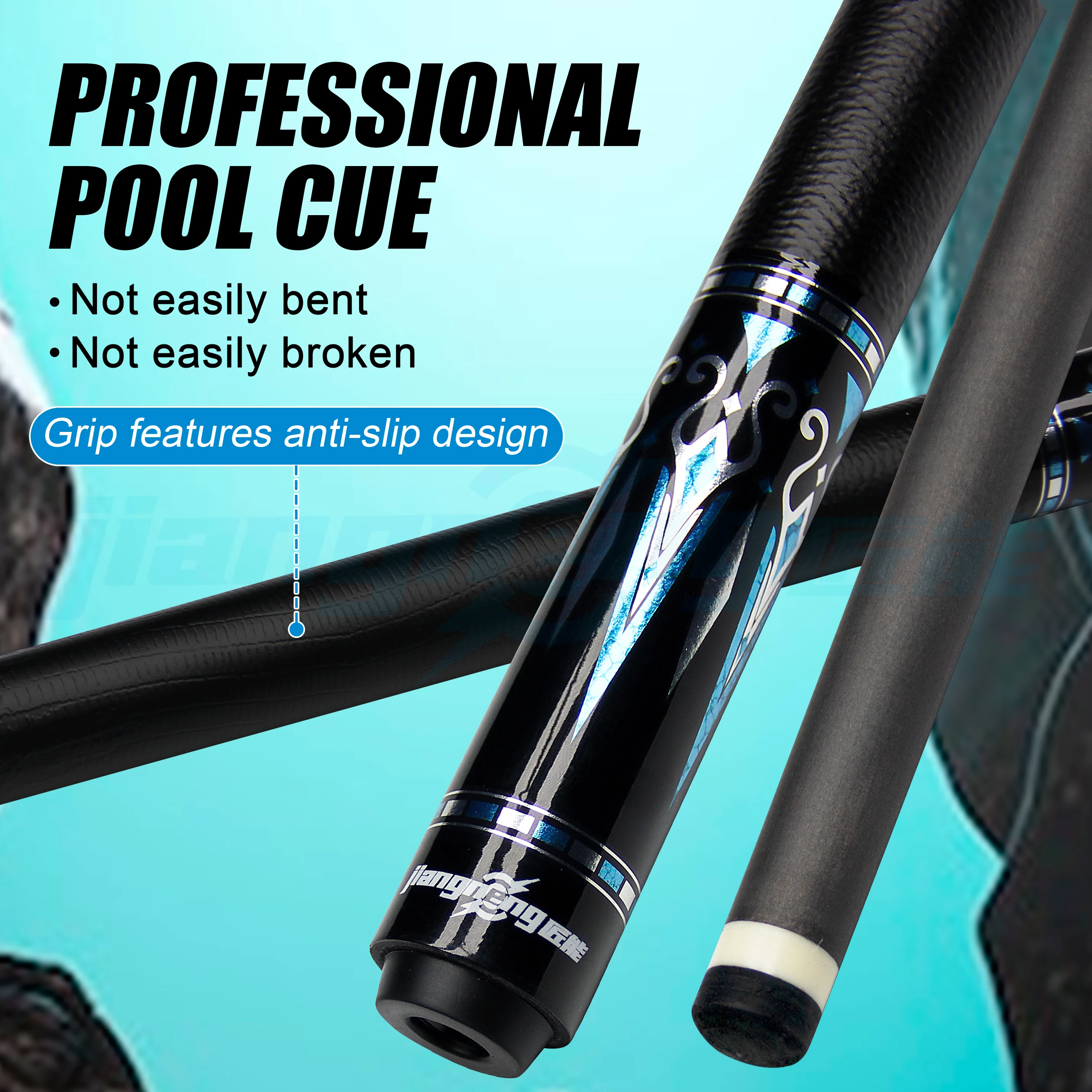 

58.50in Blue Galaxy100%Carbon Fiber Pool Cue Professional Billiard Stick Bag Set 12.5mm Leather Anti slip Grip Dazzling Coating
