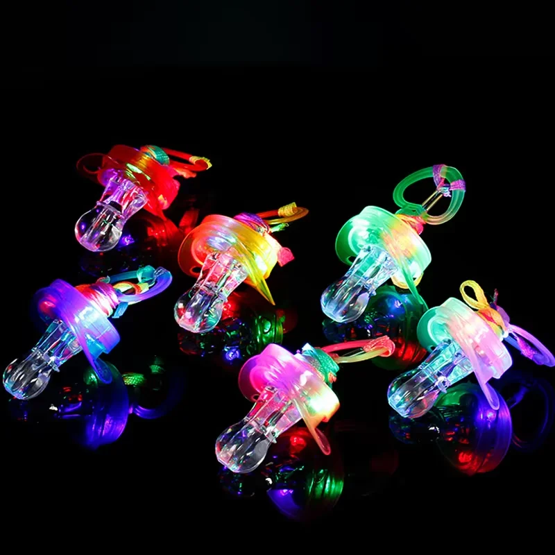

20/100/500Pcs LED Pacificer Light Up Pacifier Necklace Flashing Pacifier Whistle LED Rave Glowing Pacificer In The Dark Party