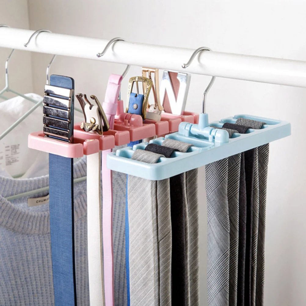 Multifunctional Necktie Tie Anti-slip Hanger Rack Scarf Organizer Belt Holder Closet Storage Organizer (Pink)