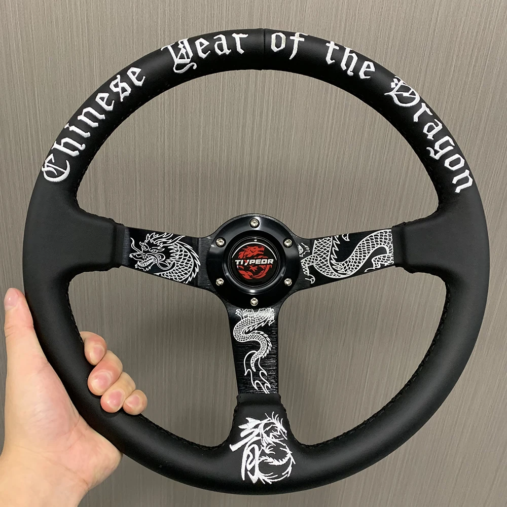 

China Dragon year totem steering wheel limited to 100 suit leather steering wheel for sale worldwide in 2024