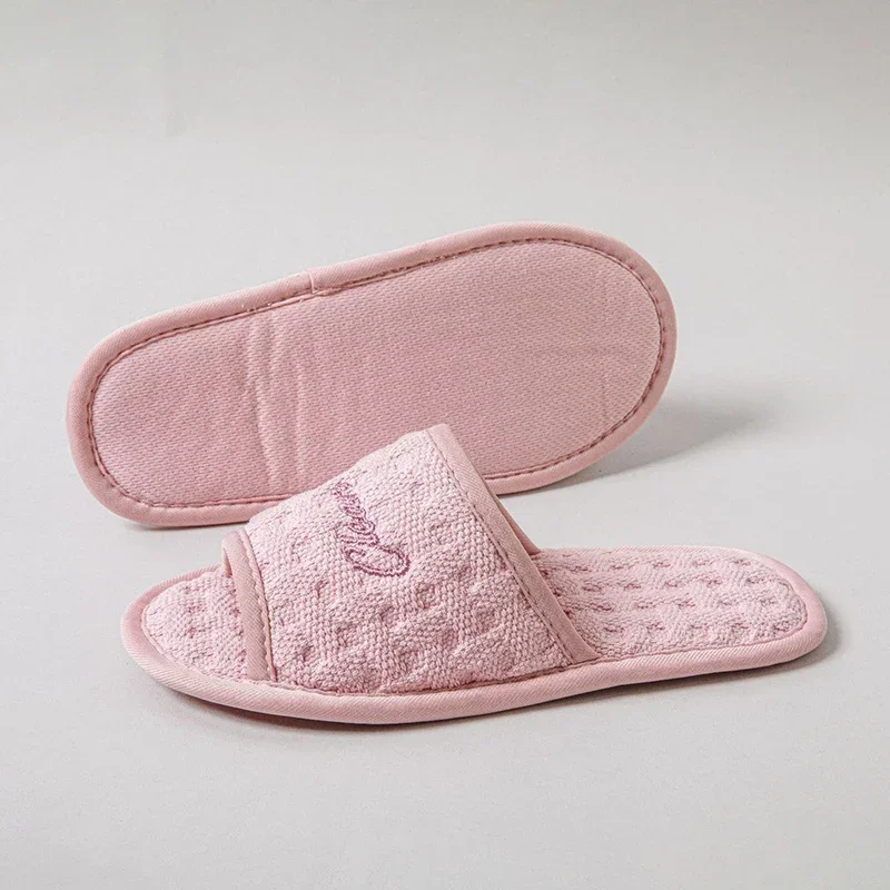 Cotton Casual Home Slippers for Women 2026 Designer Open Toe Slides House Soft Light Summer Elegant Shoes Ladies Flats One Size