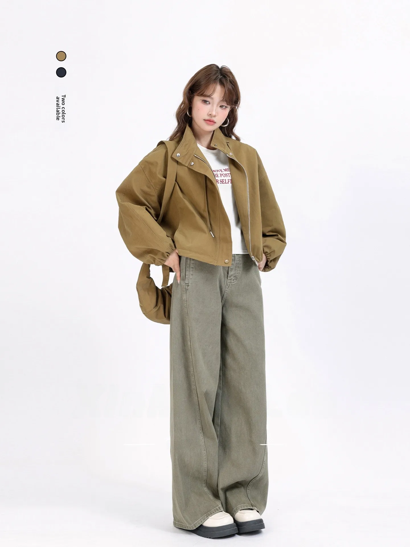 

Корейская ретро-куртка для женщин: повседневная ветровка с воротником-стойкой, приталенная, для работы и активного отдыха, осенняя