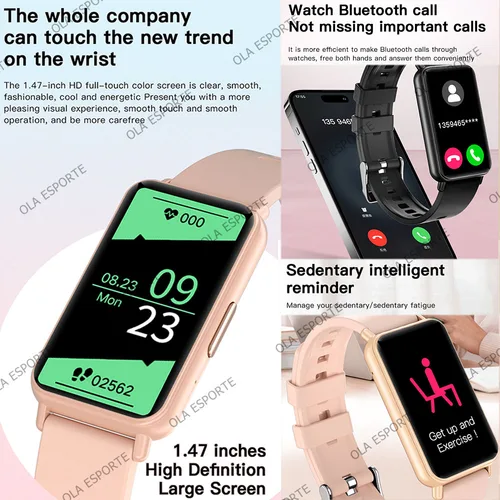 Imagen 2 del producto Nueva pulsera inteligente deportiva para hombres y mujeres, pantalla AMOLED, pulsera inteligente con llamadas Bluetooth, más de 100 modos deportivos, reloj deportivo, Monitor de salud