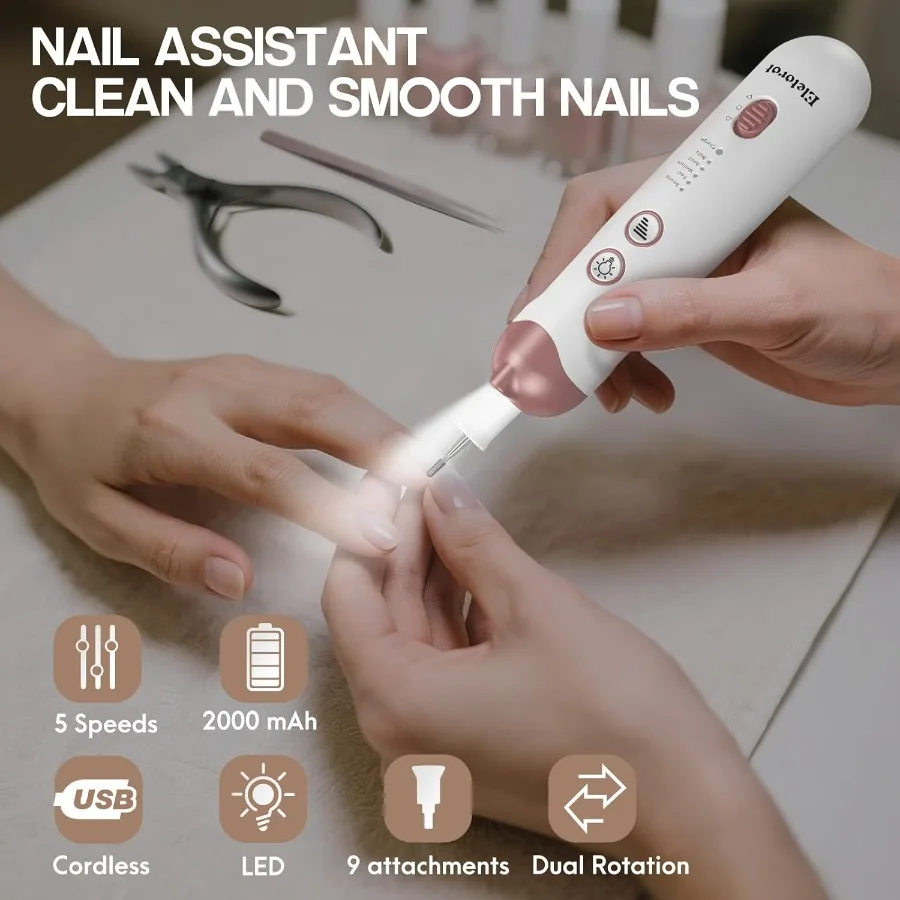 Electric Nail File Set for Seniors 8 in 1 Toenail Grinder Kit for Thick Nails Professional Manicure and Pedicure Kit Cordless P