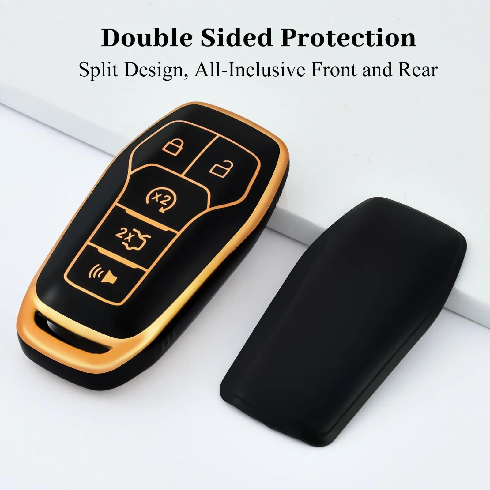 For Ford F150 F250 F350 Fusion Edge Explorer Mustang Lincoln MKZ MKC MKX 5 Buttons TPU Car Remote Smart Key Case Fob Cover Shell view 3