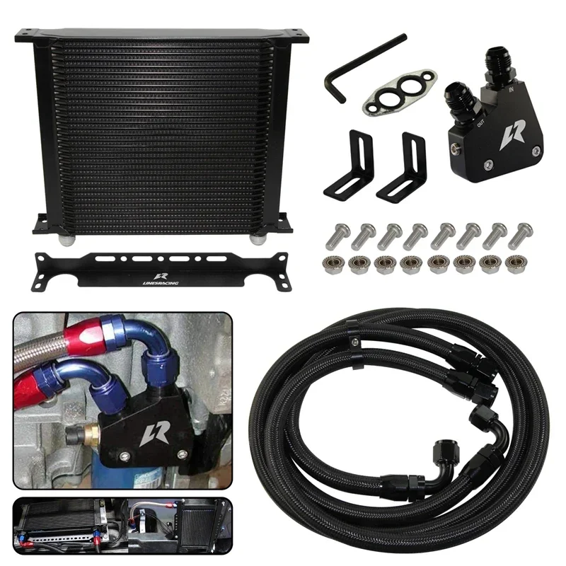 Oil Cooler w/ Bracket Kit 30/34 Row AN10 Engine For Chevrolet Corvette Camaro GM C5 C6 LS1 LS2 1997-2019 Cadillac CTS-V Black